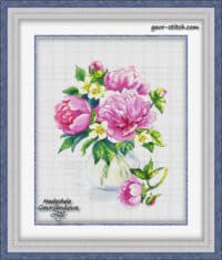 Nadezhda Gavrilenkova Peonies in a vase Cross Stitch Chart Hard Copy